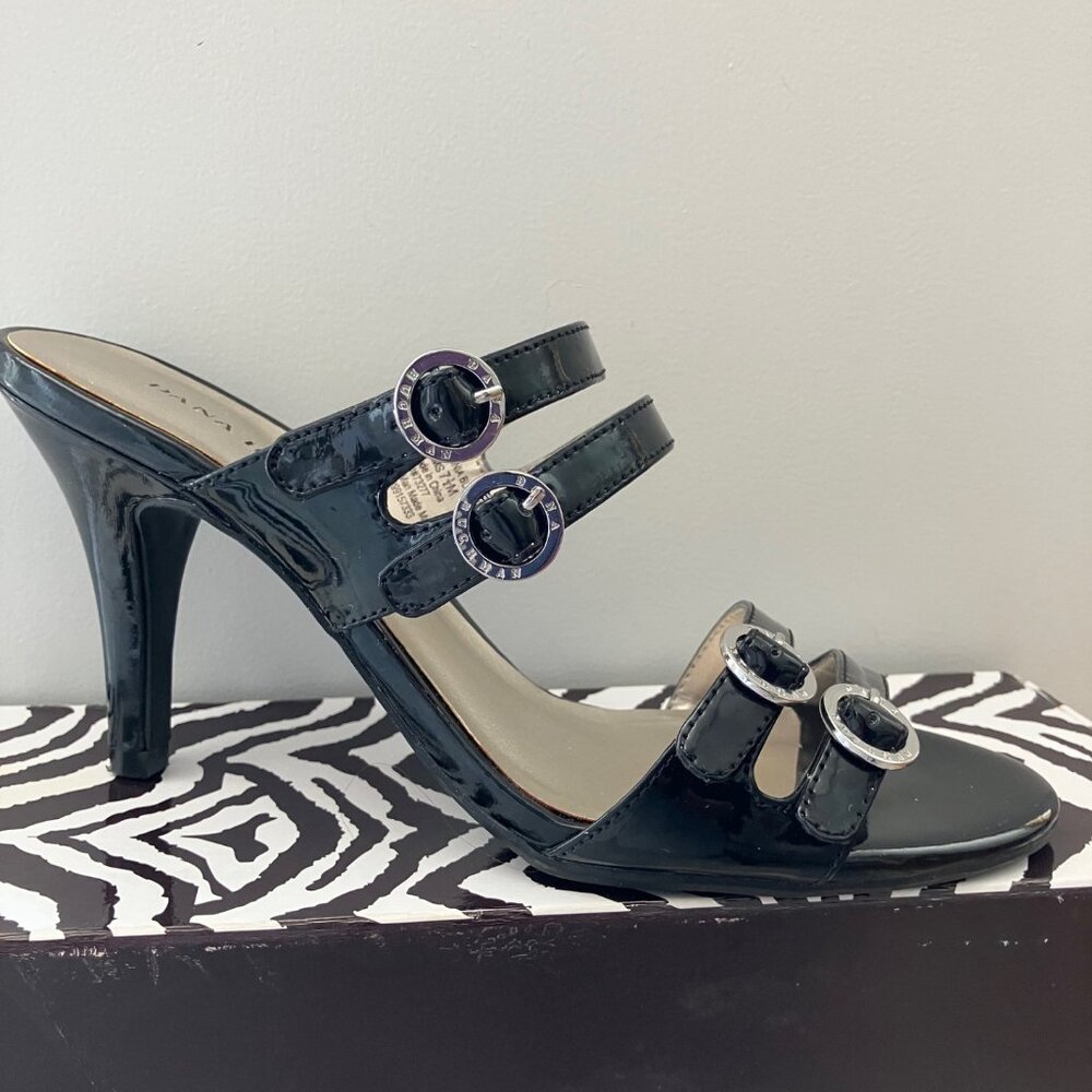 Dana Buchman Sardinia High Heel Black Patent Strappy Sandals Size 7.5M